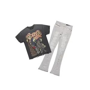 Danby Charcoal Oversized Graphic T-Shirt/Stacked Flare Jean Bundle