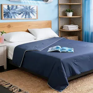 King Cooling Comforter with Tencel ™   Fill for Hot Sleepers & Night Sweats - Lightweight, Breahtable,-Sided Cold Blanket All Season Thin Bedding (Blue, Cali King 106"x 90")