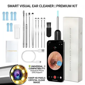 Smart Visual Ear Cleaner Kit – Ear Wax Removal with 1296P HD Camera, Waterproof Endoscope with Wide Angle, Portable Type-C Rechargeable Earpick, Wireless Ear Clean Cam for iPhone Android, earwax removal tool cleaning wax removal tool earscoop