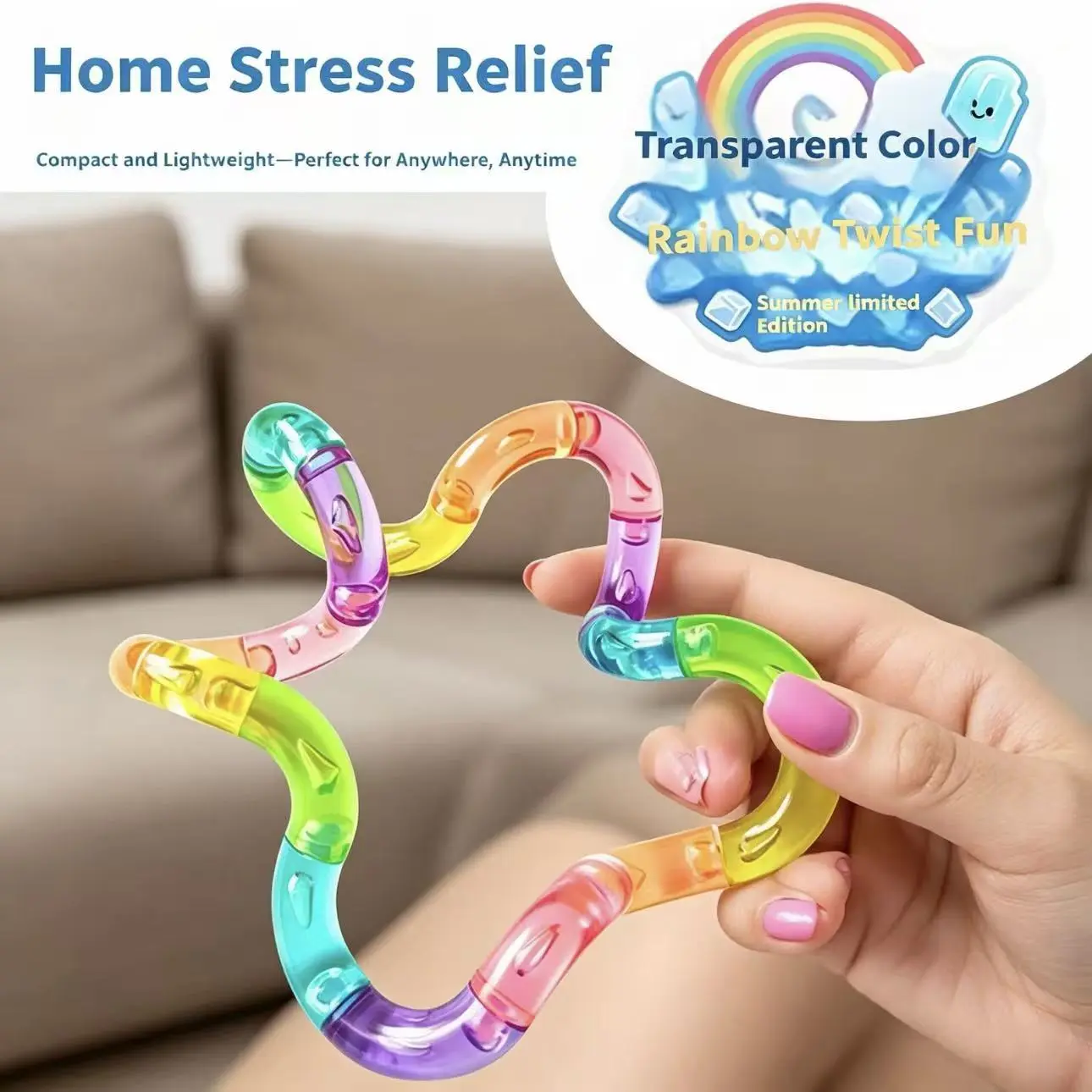 Pop Tube Fidget Toy, Stretch Sensory Tube for Kids & Adults, Stress Relief ASMR Toy, ADHD Autism Desk Fidget clicker