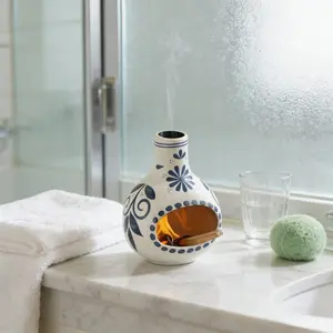 Modern Cone Shaped Holy Wood Ceramic Incense Burner - Handmade Fireplace Holder & Home Decor Ornament, Ideal for Study/Library/Meditation/Aromatherapy, Valentines Day/Christmas Gift for Fragrance Lovers