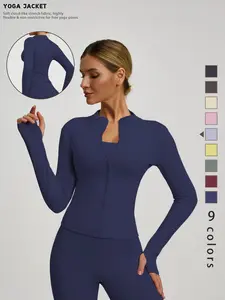 Women's Lightweight Quick-Dry Sports Jacket, Sports Outerwear, Long Sleeve Thumb Hole Zipper Cardigan, Yoga Gym Workout Top, Multiple Colors Available