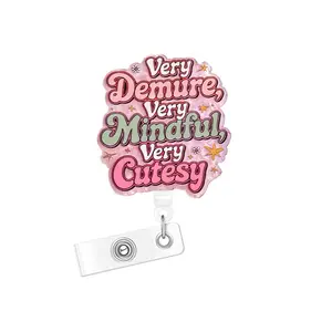 Funny Acrylic Bling Retractable Badge Reel, 1/16pcs   Belt Clip Retractable Name Badge Holder for Nurse Doctor Student Worker Volunteer Id Badge Holder