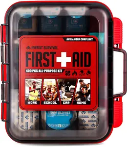 400 Pcs Emergency First Aid Kit Medical Kit Professional Med Kit Supplies for Preparedness, Survival, Office, School, Home, Disaster, Car, Business, Restaurant