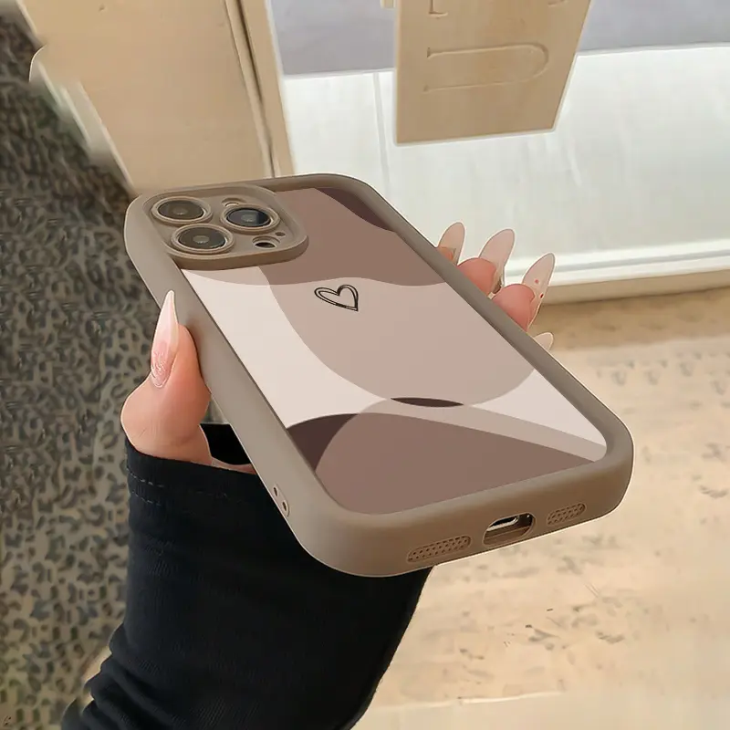 Bamboo Brown Colorful Heart Pattern TPU iPhone Cover - Shockproof Phone Accessory with Precise Cutouts, Full Protection, Compatible with iPhone 11/12/13/14/15/16 Pro/17 Pro Max/17 Plus/15 Plus, Ideal for Girlfriend’s Birthday, Accessories