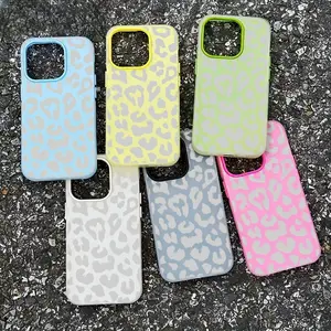 A two-in-one jelly phone case featuring a gray leopard print design, suitable as a gift option,Compatible with iPhone 17 Pro Max Phone Case 17 Air 16 Pro Max 16E 16Plus 15 Pro Max 15Plus 15 14 Pro 13 12 11 Phone Cases