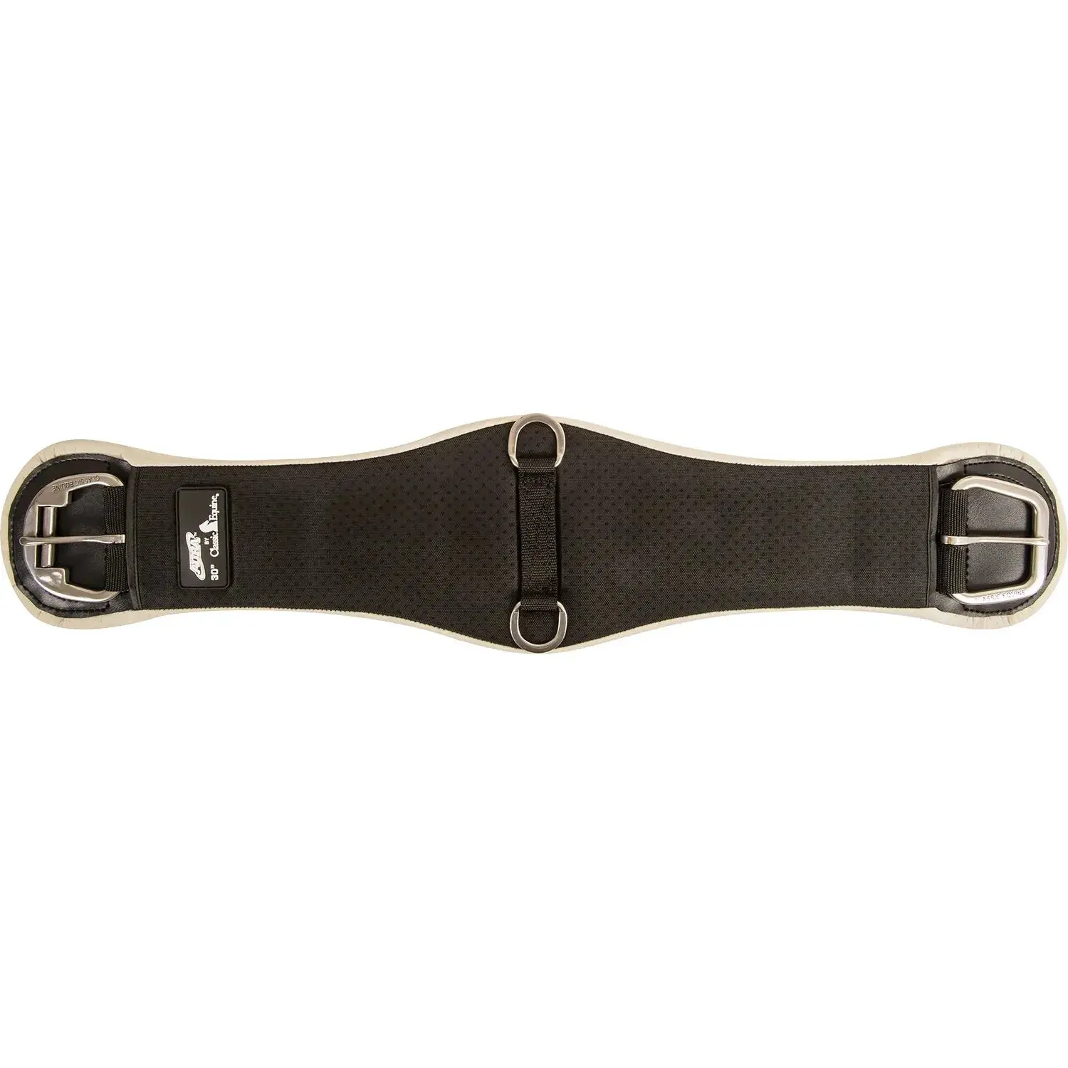 Classic Equine Aura Black Cinch - Breathable 3-Ply Jersey Lined Western Girth with Stainless Steel Hardware Roper / 26"