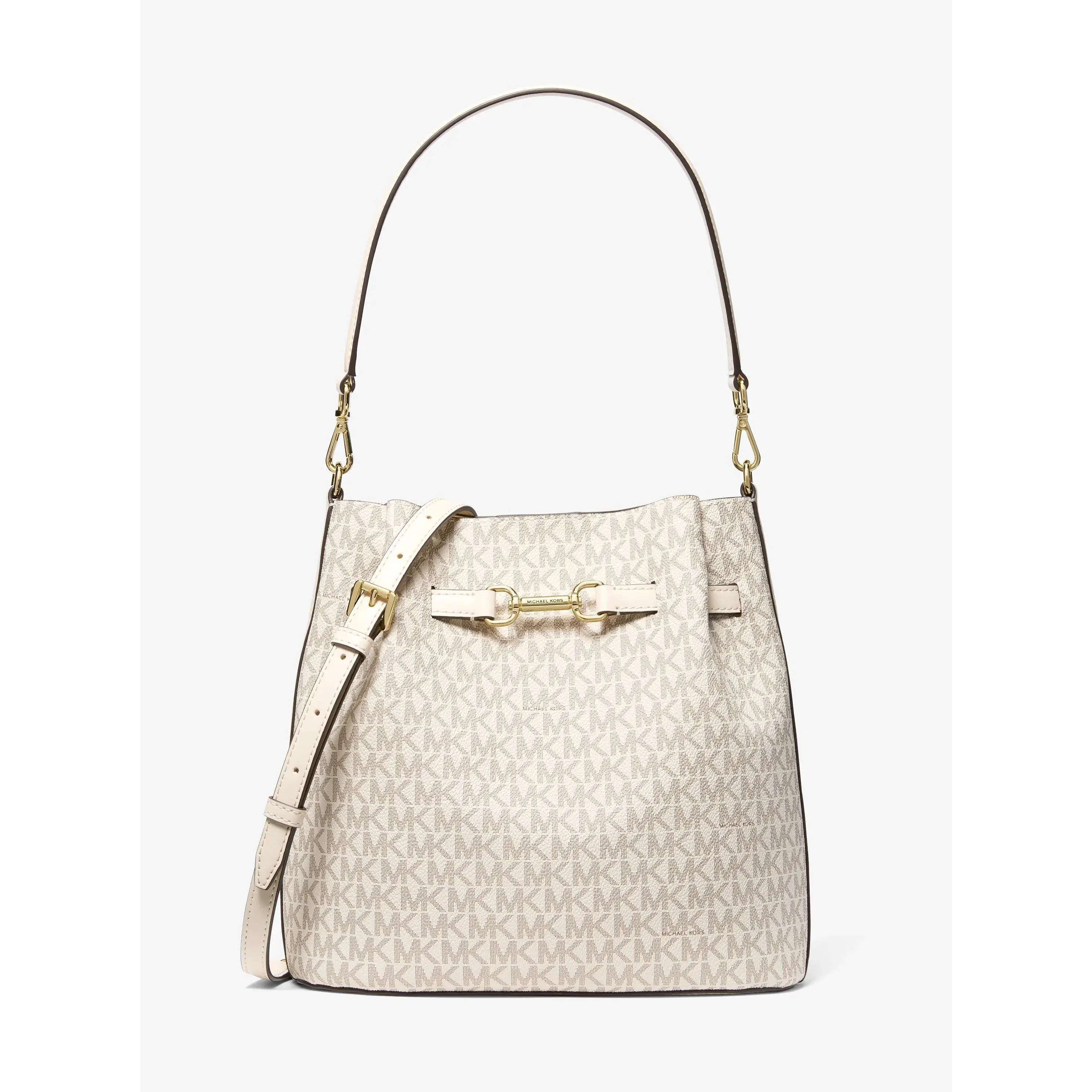 Carson Medium Signature Logo Convertible Bucket Crossbody Bag