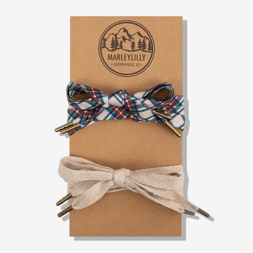 Shoe Lace Set | Camel Plaid