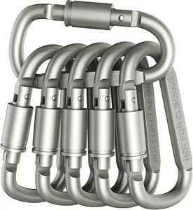 2026 6-Pack Aluminum D-Ring Carabiners – Lightweight locking clips for keys, dog leashes, camping gear, or water bottles. Strong enough for daily carry, but not for climbing. The handy, rustproof helper you didn't know you needed.