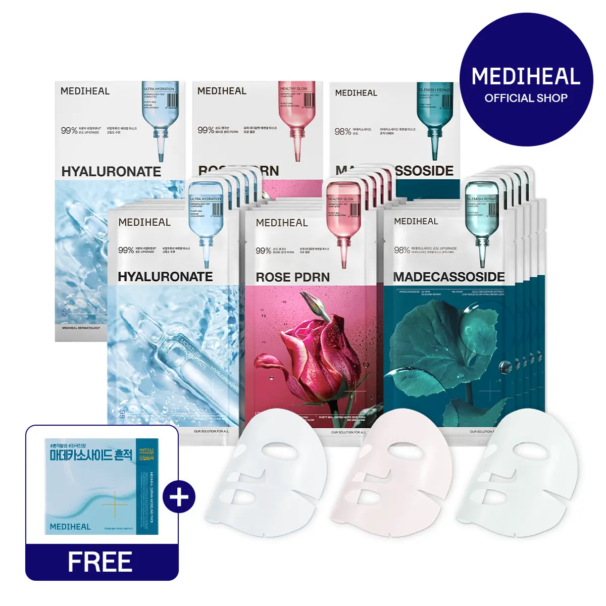 30-Day Skin Recovery Mask Set | Blemish Repair x10ea + Healthy Glow x10ea + Ultra Hydration x10ea | Dark Spot, Redness & Dry Skin Care | Sheet Masks | Korean Skincare