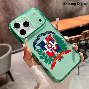 Dominican Republic Emblem Pattern Phone Case for iPhone 17 Pro Max Air 16 Plus 15 14 13 12 11 Non Slip TPU Soft Shell Non-Yellowing Shockproof Clear slim Protective Softcase Rugged Durable Back Cover, Advanced fashion gift