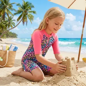 Girls' UPF 50+ Rash Guard One Piece Bathing Suit - Quick Dry Sunsuit with Zipper for Kids Beach Swimwear, Perfect for Pool, Surfing, and Water Activities, Comfortable and Protective Swimsuits for Ages 2-12 Years