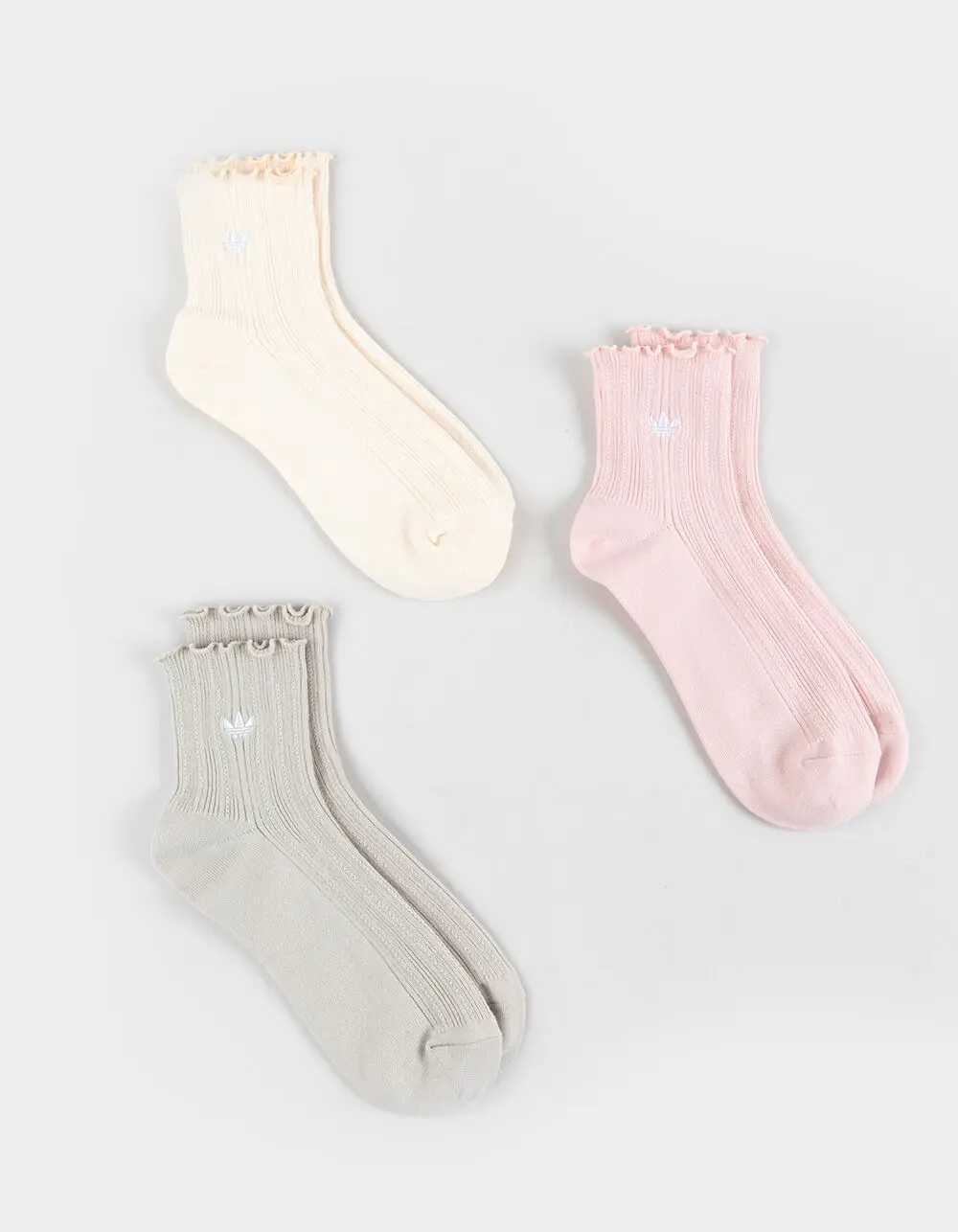 ADIDAS Originals 3 Pack Ruffle Quarter Womens Socks, Multi-Colored, Medium