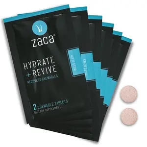 Zaca Hydrate + Revive Packets | Enhance Electrolytes & Fast Hydration | Party, Travel, Exercise & Altitude | Chewable Tablet Supplement | Mixed Berry | 6 Count = 12 Tablets