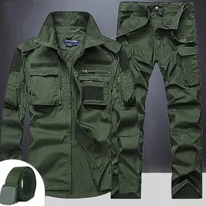 SetsmensoutdoorbreathablemultiplepocketscombatlongsleeveshirtscargopantssuitsmaleGift