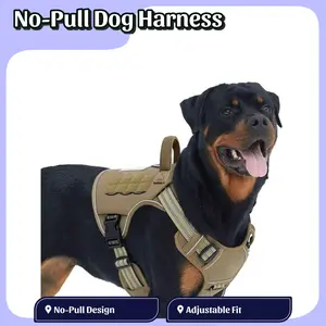 Adjustable No-Pull Tactical Dog Harness With Handle For Large Dogs Reflective Vest For Labrador Retriever Siberian Husky German Shepherd Durable Polyester Material Multicolor Polyamides