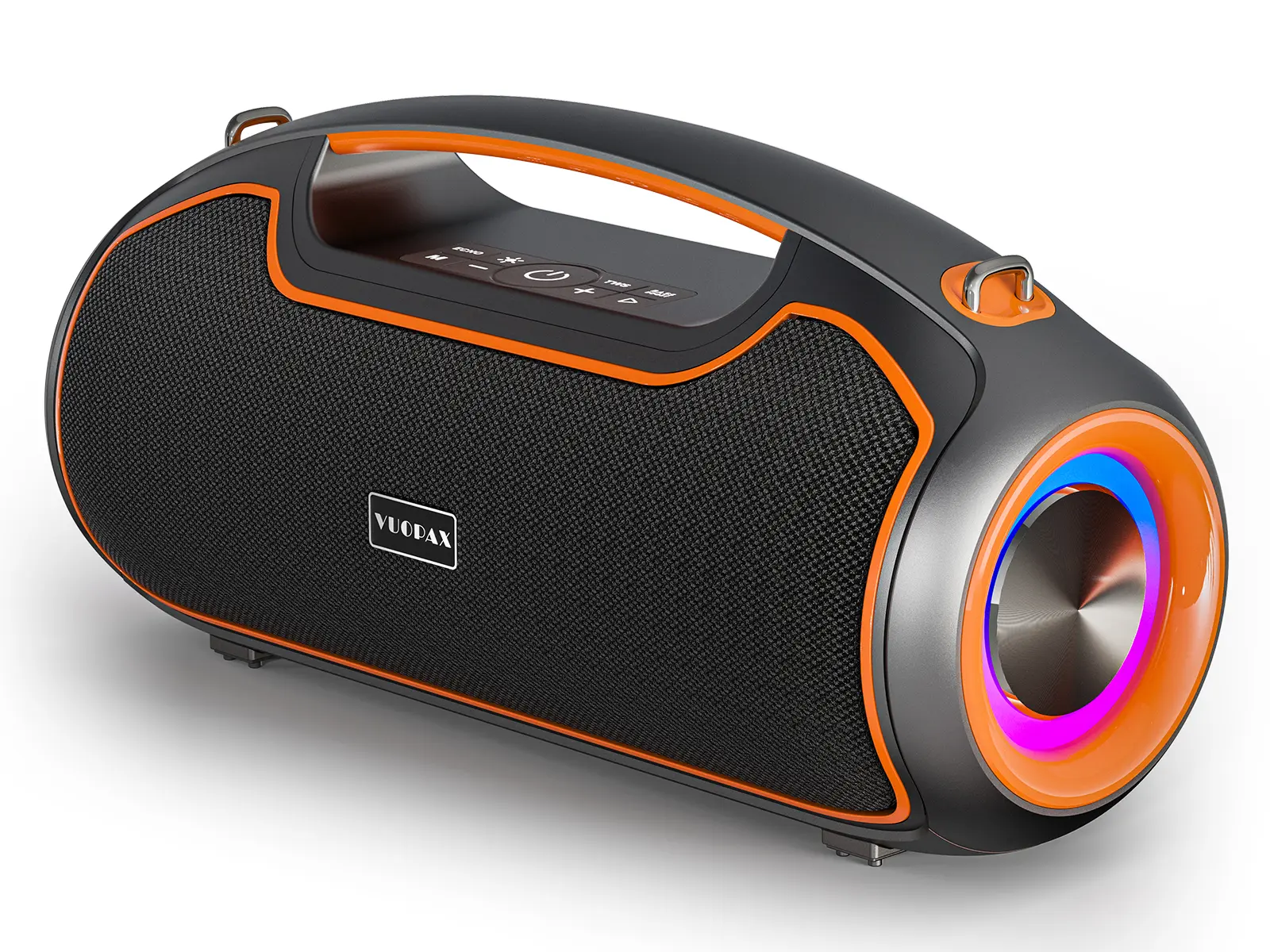 Portable Bluetooth Speaker - 200W MAX Loud Audio Speaker with Deep Bass, IP65 Waterproof Dustproof, BT5.4, USB-C Charging, RGB Lights, Button Controls, 24H Playtime, Handle, for Party, Camping (Smartphone Compatible)