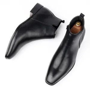 2026 Men Chelsea Boots Export Square Toe Ankle Boots Fashion Versatile Cross Border Short Boots for Men Classic Leather Slip On Elastic Side Non-Slip Comfortable Daily Work Office Couple Unisex Hot Sale Viral