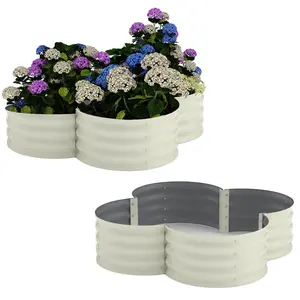 Garvee 2-Pack Galvanized Raised Garden Beds 4x4x1ft Outdoor Planter Boxes with Open Base for Herbs, Vegetables & Flowers, Rust-Resistant, Ground-Connected Design for Deep Root Growth, White Finish