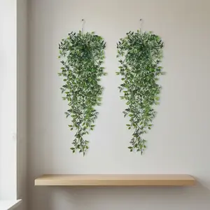 2 Piece Mandala Plant Decorations, Artificial Plant Set, Hanging Wall Art for Bathroom Living Room Home Wedding Birthday Garden Table Bookshelf Decoration, Artificial Fake Plants, Lifelike Fake Plant