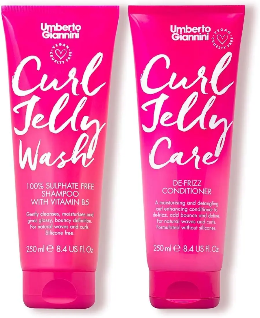 Umberto Giannini Curl Jelly Wash + Care Shampoo & Conditioner Duo for Curly, Wavy, Textured Hair