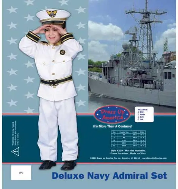 212 MAIN Men's Deluxe Navy Admiral Costume Set - Medium (8-10, 229-M) Polyester Outfit with Embroidery, Pleated Pocket Pants, Belt, Tie, Reusable Hat, Machine Washable for All Occasions, Admiral Look Menswear