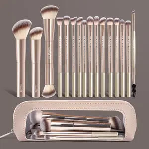 MAANGE 16pcs Cosmetic Brushes with Cosmetic Bag, Foundation Brush Blush Contour Brush Concealer Brush Eyeshadow Brush Eyeshadow Brush Blending Brush Nose Shadow Brush Eyebrow Brush Eyelash Brush, Cosmetic Brush Set, Makeup Accessories Gifts for Friends