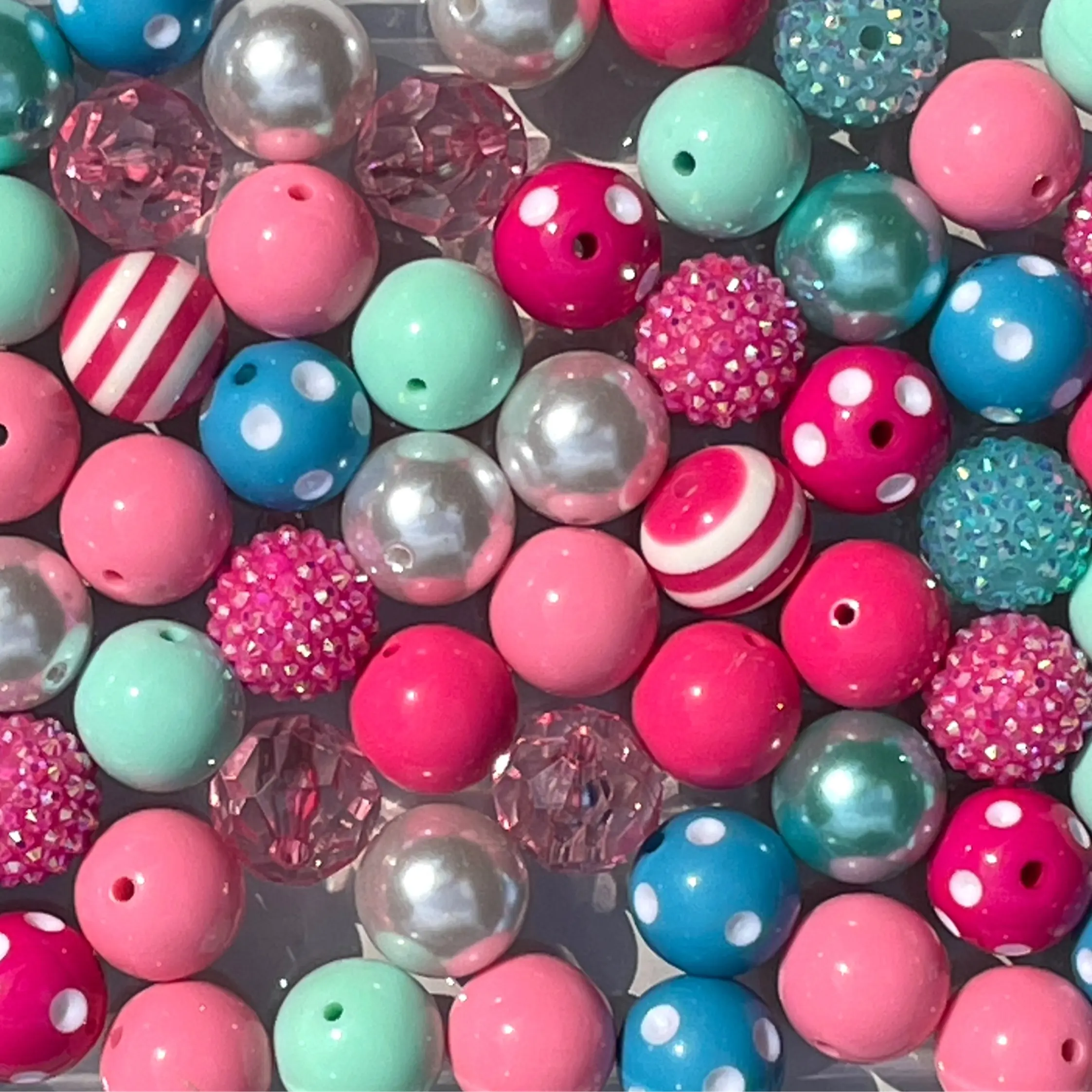 Unicorn Mix 20mm Bubble Gum Bead Mixes Pink and Blue Chunky Bead Mixes for Jewelry Making Key Chains Pens Durable Plastic Round Beads