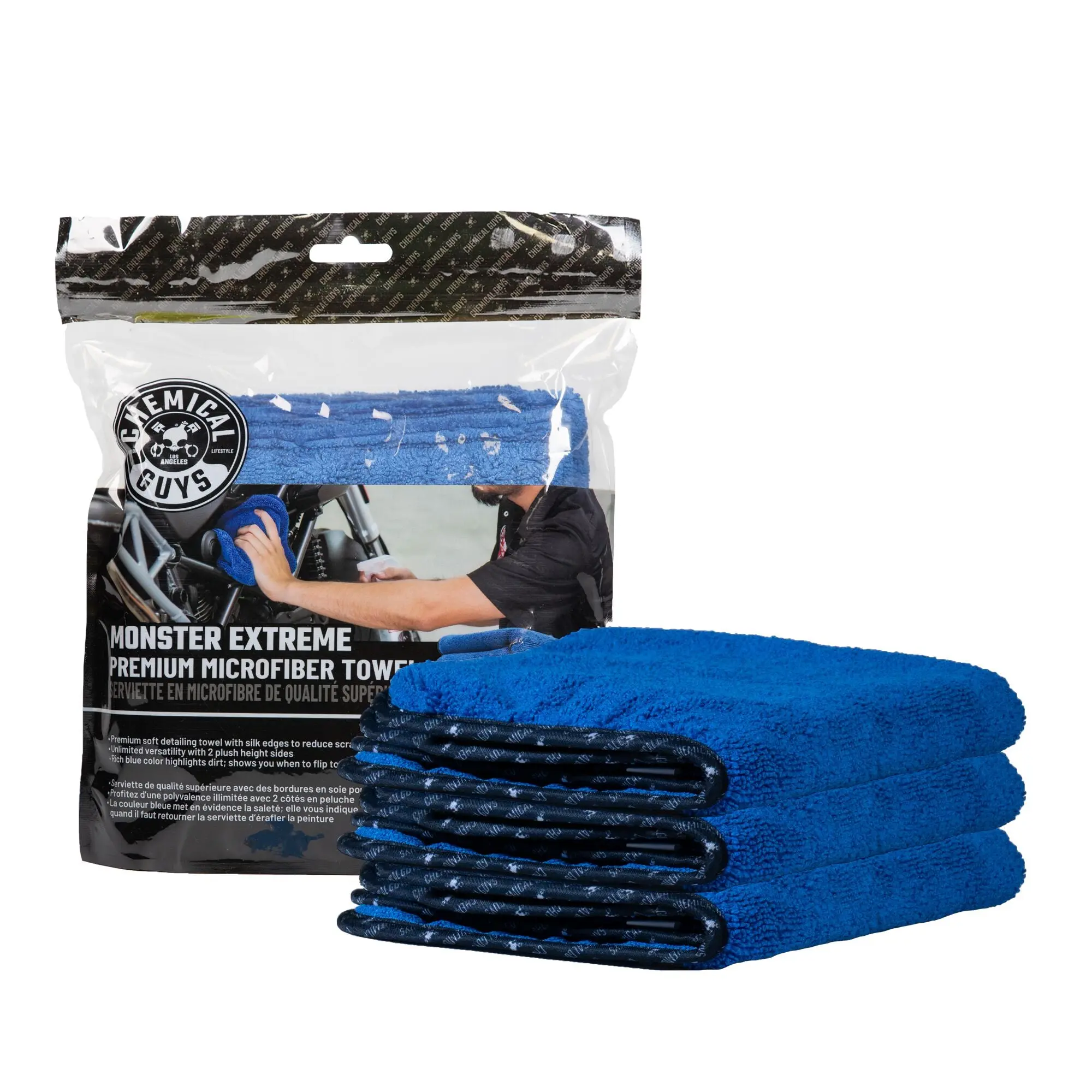 Chemical Guys Dual-Side Premium Microfiber Towel 3-Pack, Car Wash Kit Accessories, Ultra-Absorbent Heavyweight Cloths for Scratch-Free Drying, Safe Surface Wipe/Buff, Residue-Free for Clean Shine, Detailing Must-Haves, Microfiber Kit Component