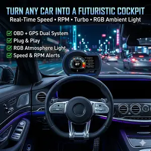 1PC Smart Automotive Car HUD Display, Sleek Digital OBD2 Speedometer, Real-Time Speed & Driving Data Monitor, for All Drivers Night & Highway Driving