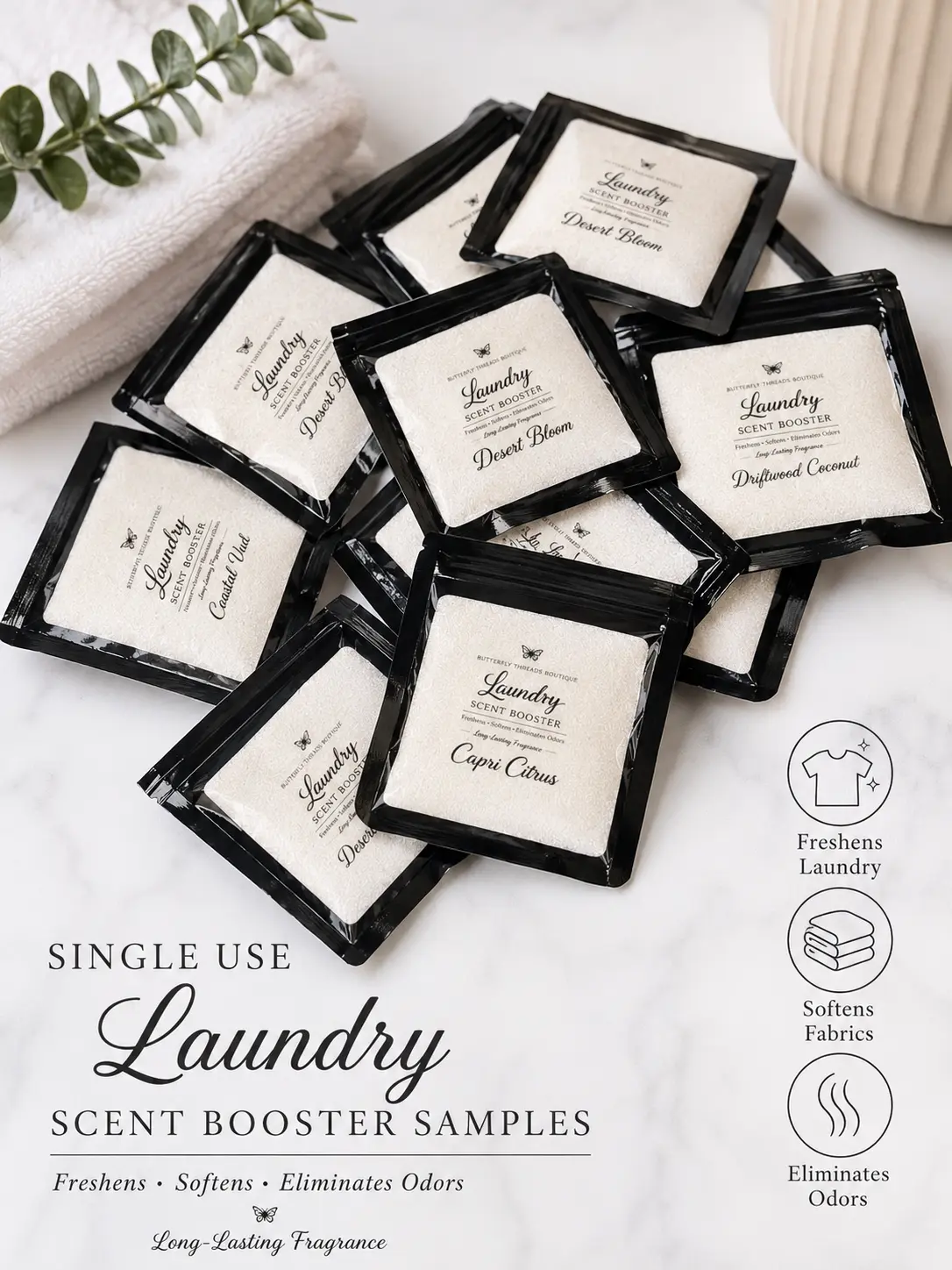 Single Use Laundry Fragrance Scent Booster Sample Pack - 15 Scents Included