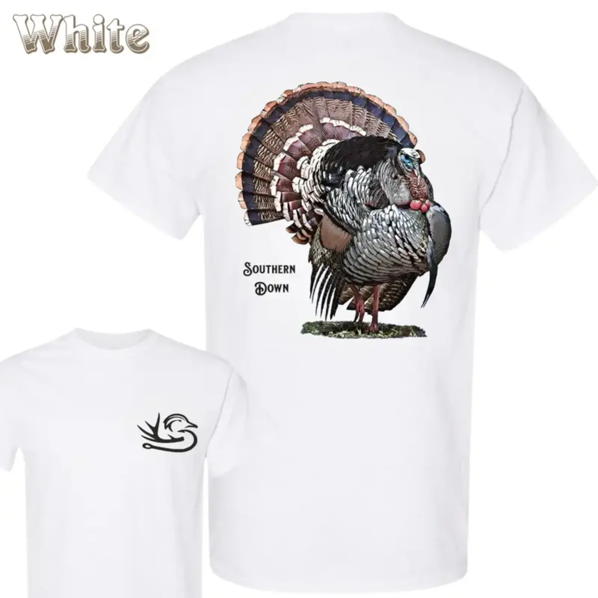 Turkey Hunting T-Shirt - Realistic Wild Turkey Gobbler Graphic With Matching Waterfowl Chest Logo , Men's Hunting Tee , Turkey Season Outdoor Shirt , Woodland Sportsman Apparel , Hunting Camp Outfit , Gift For Turkey Hunters And Wildlife Lovers Tops