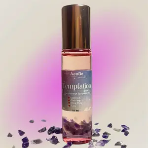 Organic Pheromone Essential Oil Roller for Love - Crystal Infused With Rose Quartz & Amethyst -  Aromatherapy Wellness Therapeutic Natural