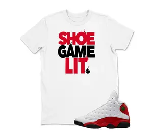 Game Shoe LIT Sneaker Shirt Black to Match JD 13 OG Chicago Red/White/Black, Shirts To Match Retro JD 13 OG Chicago