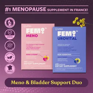 UPSA FEM Meno & Bladder Support Dietary Supplement (2 Packs) - Non-Hormonal, Clinically Tested, Vegan, Non-GMO, Menocytonin-Infused, Made in France, for Hot Flashes, Urinary Leaks