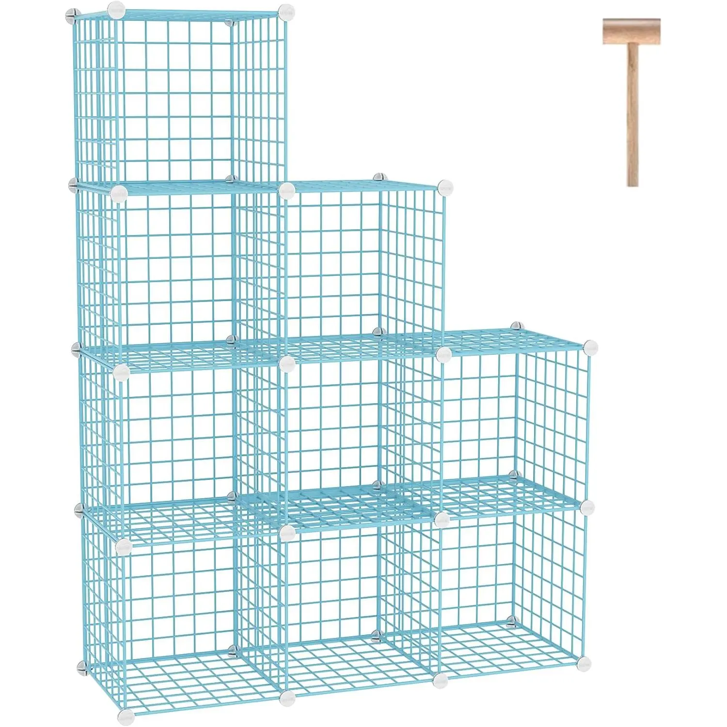 Wire Cube Storage, 9 - Cube Organizer Metal C Grids, Modular Shelves Units, Closet Organizer, Ideal for Home, Office, Living Room, 36.6"L x 12.4"W x 48.4"H, Blue UWCS3009B