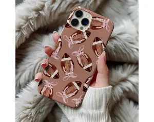 Football Bow Phone Case, Cute Girly Sports Phone Cover, Game Day Aesthetic Case with Footballs and Bows, Cheer Spirit Gift