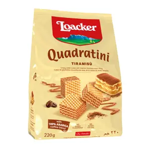 Loacker Quadratini - Crispy Wafer with Tiramisu Cream Filling - 250g - Italian Snack