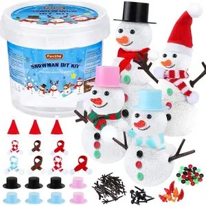 8 Pieces Christmas Snowman DIY Craft Kit Foam Putty DIY Decorating Set Build A Snowman Toy Snowmen Making Kit for Christmas Home Party School Supplies