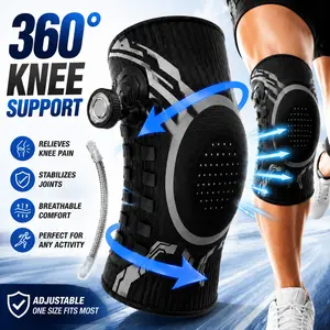 DIYCOM Breathable Compression Knee Brace with Side Stabilizers & Shock Absorption Pad – Adjustable Knee Support for Running, Gym, Basketball & Joint Pain Relief