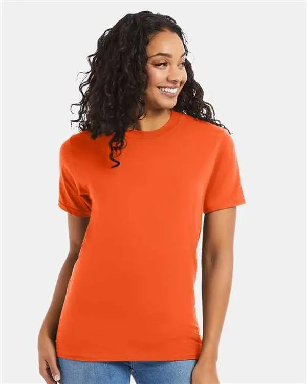 Custom Embroidered - Hanes - Unisex Beefy-T® T-Shirt - Orange - 5180