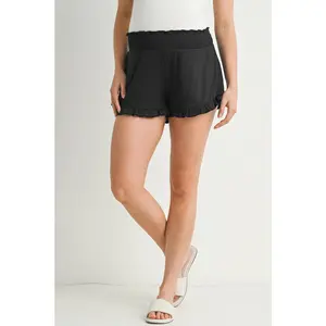 Smocked Ruffle Hem Maternity Shorts