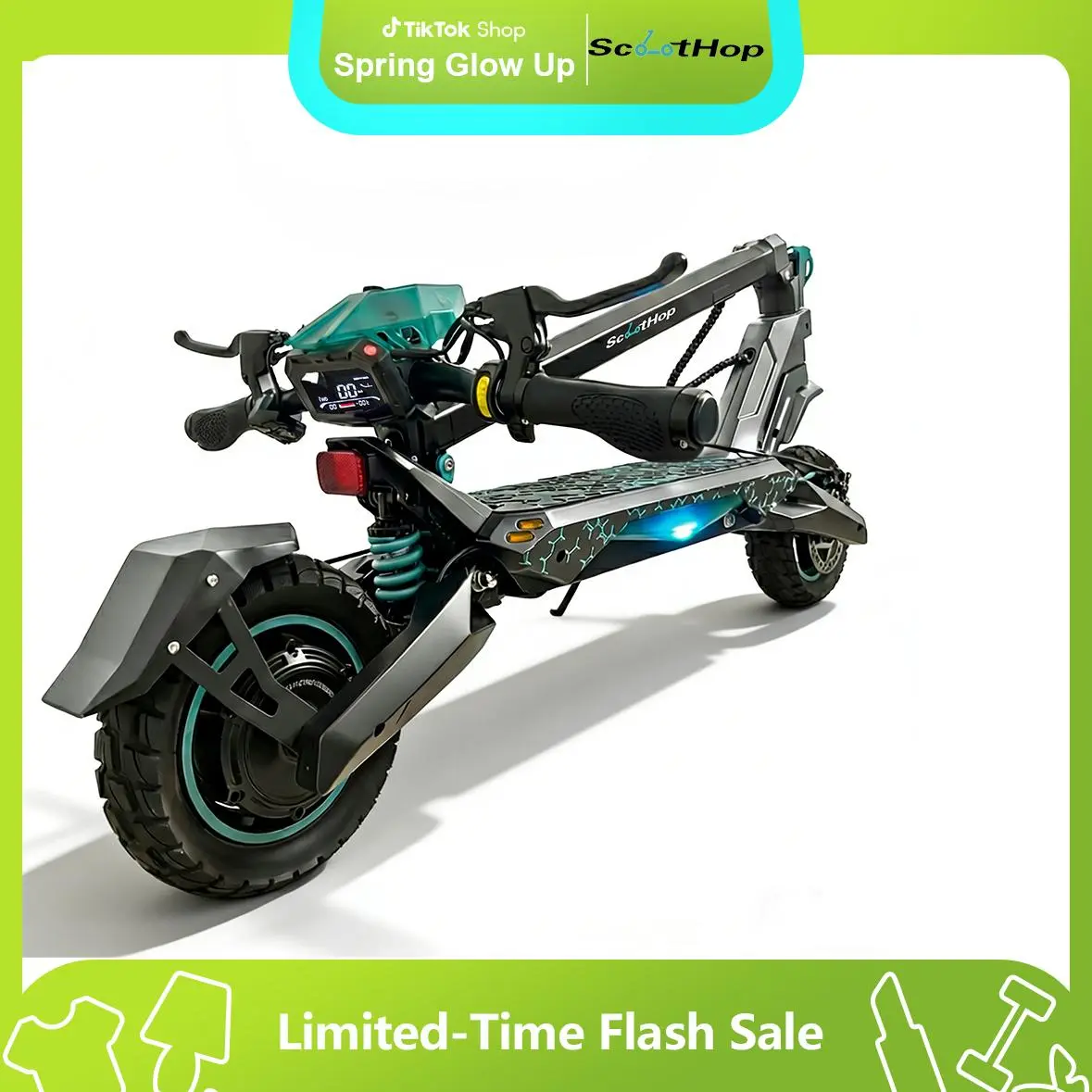 ScootHop G2/G2 Pro Adult Dual Motor Electric Scooter - 800/2000W Brushless Motors, 48V20A H Batteries, 10" Off-Road Tires, 28/35MPH Speed, 35 mi Range, Foldable Commuter E-Scooter for Hiking/Light Outdoor, LED Display, Dual Braking System, Dual Motor 48V2