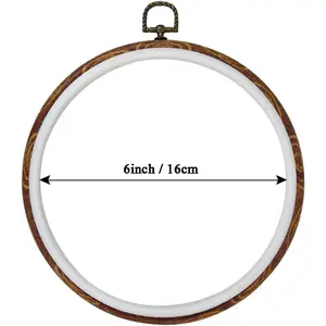 5 Pieces 6 inch Round Embroidery Hoops, Imitated Wood Frames for Display, Cross Stitch Hoops for Arts Decoration