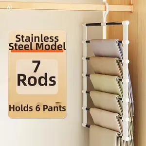 Multi-Layer Foldable Pants Rack, Space Saving Hanger, Home Closet Organizer, No Trace Laundry Drying Rack, Versatile Storage Solution for Dorms, Pants Organizing Rack, Pants Hangers