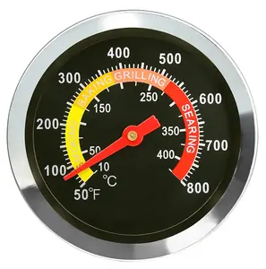 BBQ Charcoal Grill  Temperature Gauge Pit Barbecue  Fahrenheit and Heat  for Meat Cooking Port Lamb Beef, Stainless Steel Temp Gauge