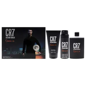 CR7 Game On by Cristiano Ronaldo for Men -3 Pc Gift Set 3.4oz EDT Spray, 5.1oz Shower Gel, 5.1oz Body Spray