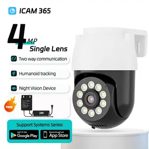 4MP Outdoor And Indoor Waterproof Wireless WiFi Security Camera IP66 Waterproof, 360° PTZ Rotation, Motion Detection Alarm, Two-Way Audio, Color Night Vision, 2.4G WiFi, Indoor/Outdoor Universal