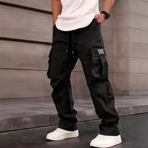 Men’s Trendy Streetwear Cargo Trousers, Casual Menswear with Loose Straight Unrestricted Fit, Multiple Stylish Practical Pockets, Comfortable Breathable All-Seasons Fabric, Ideal for Everyday Outings